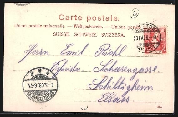 Cartoline postali: AK Luzern, An der Kappelerbrücke, 1908 – Usato da Berlin venduto da bartko-reher 1