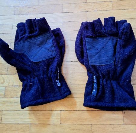 Klapphandschuhe Fleece schwarz Fingerlinge gebraucht