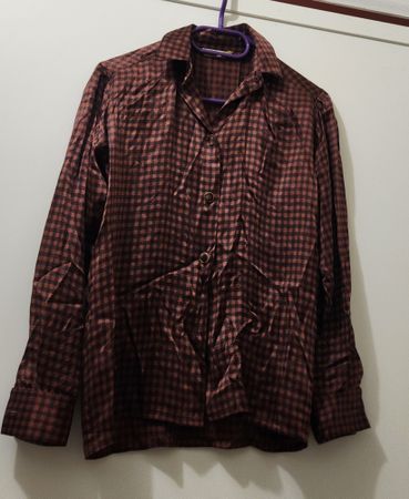 Chemise à carreaux vintage oversize 100% soie taille S/M