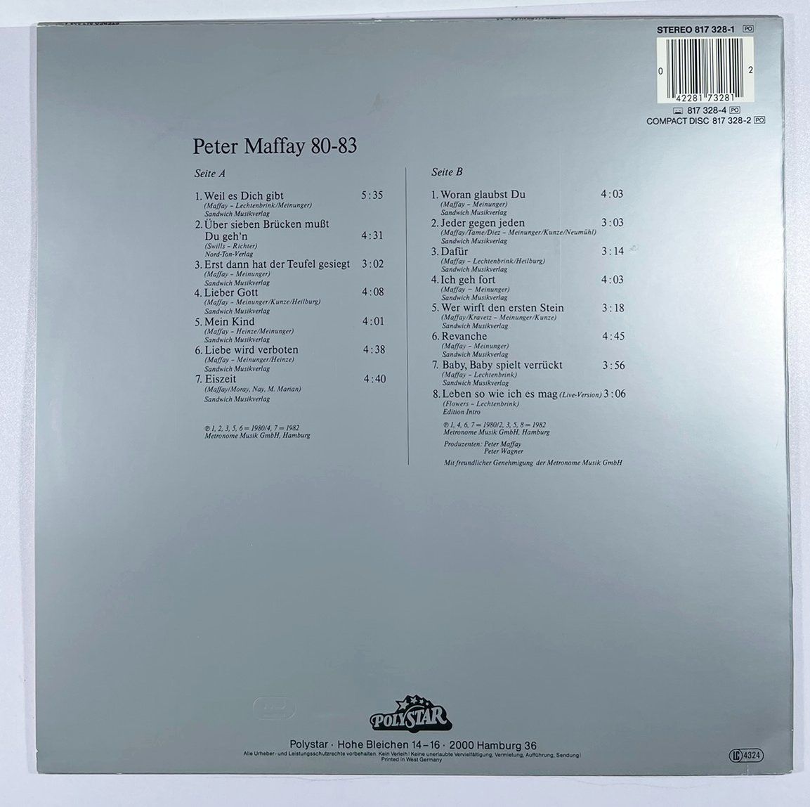Dischi in vinile: LP: PETER MAFFAY - 80-83 (1985) – Nuovo (secondo la descrizione) da Frenkendorf venduto da Yard-Sale-2000 1