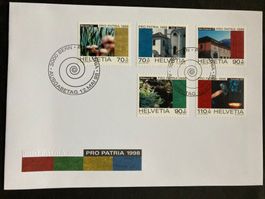 Schweiz 1998 Ersttagsbrief Satz Pro Patria Kulturgüter