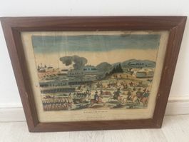 Gravure ancienne XIXe Bataille de Wagram Napoléon Ier