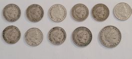Lot de 11 pièces de monnaie suisses de 5, 10 et 20cts
