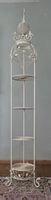 Elegant White Metal Plant Stand with Bird Details Decor