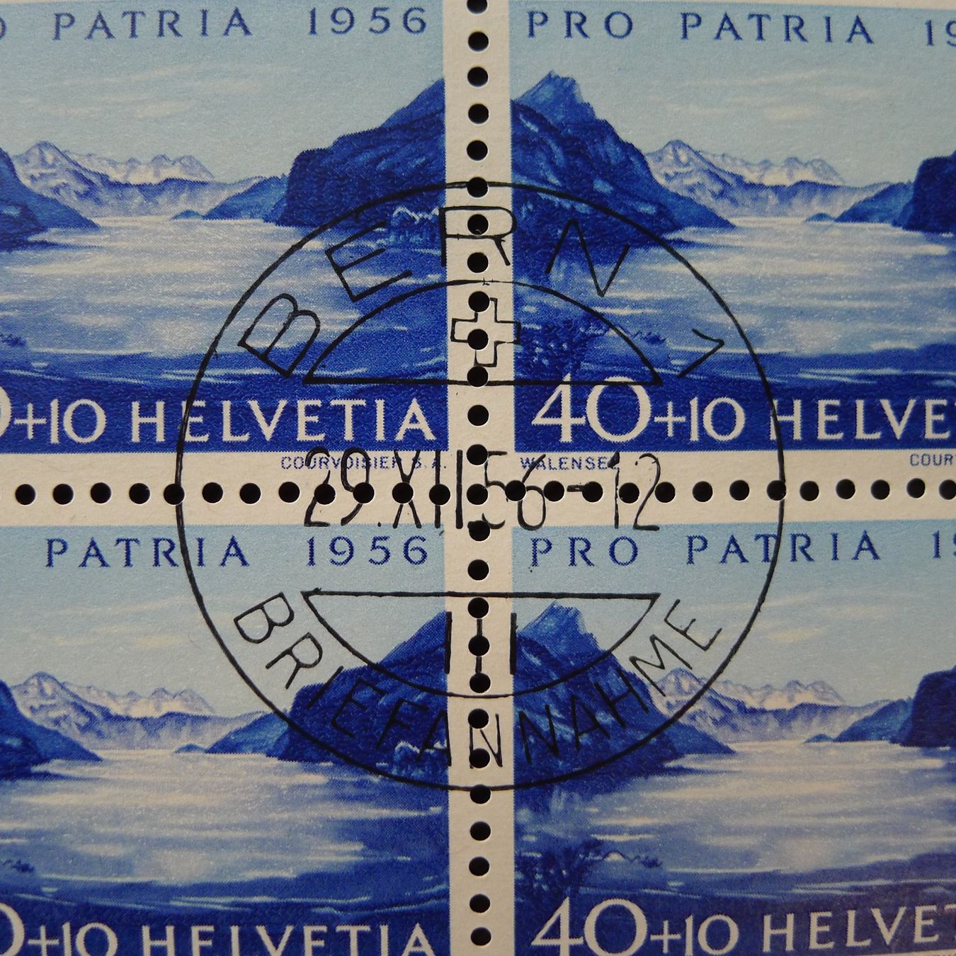 Tutti i francobolli: PP 1956, Viererblöcke B76-B80 BERN, Kat: 120.- – Usato da Ebikon venduto da SilvioFreund 1