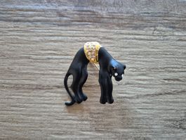 SCHWARZER PANTHER Brosche Dschungel Katze        (206)