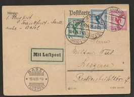 Flugpost Schweiz 1926 Frankfurt Basel Luftpost Erstflug