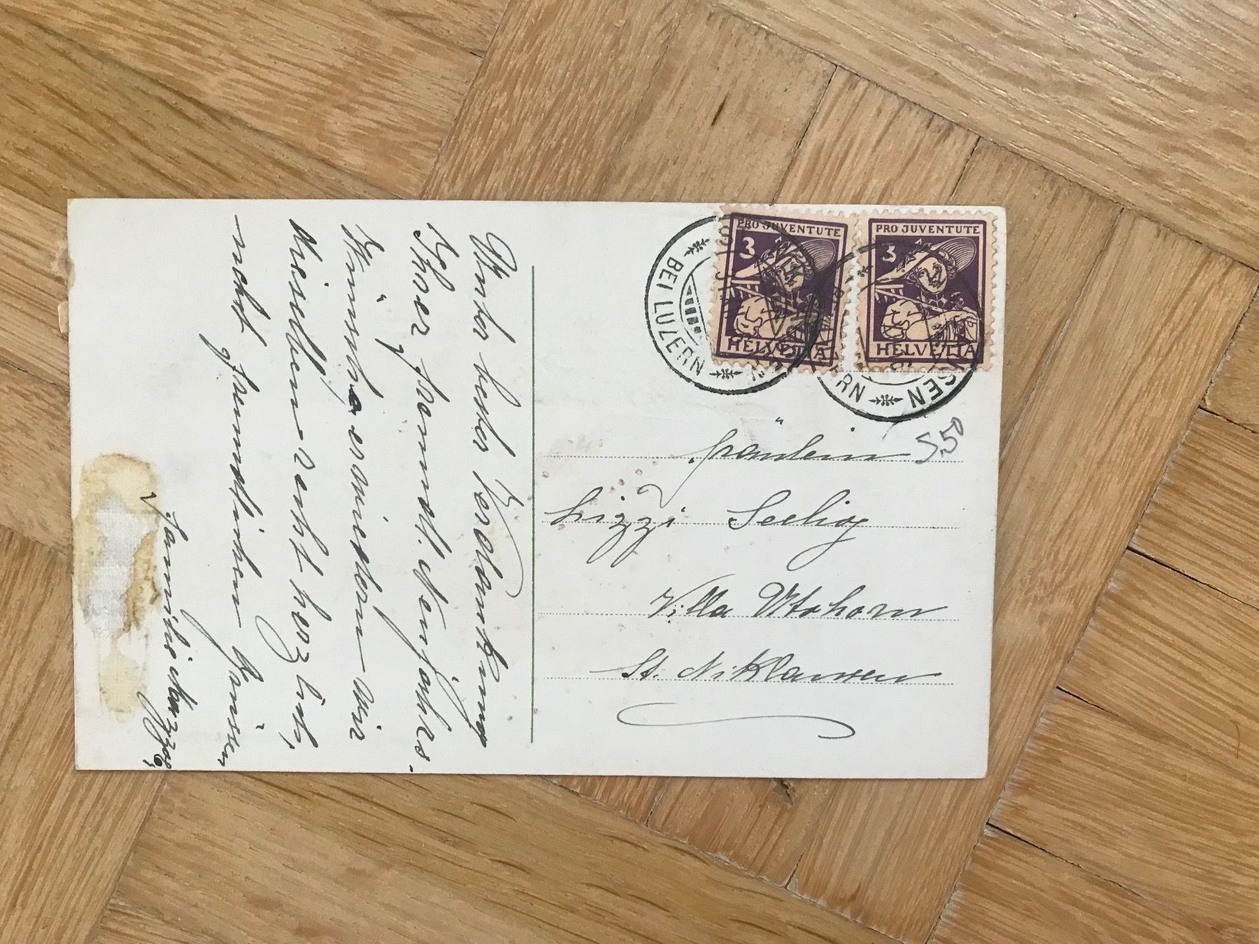 Tous les timbres: 1916, Postkarte mit 2 x J4 – D'occasion à stäfa par brandy66