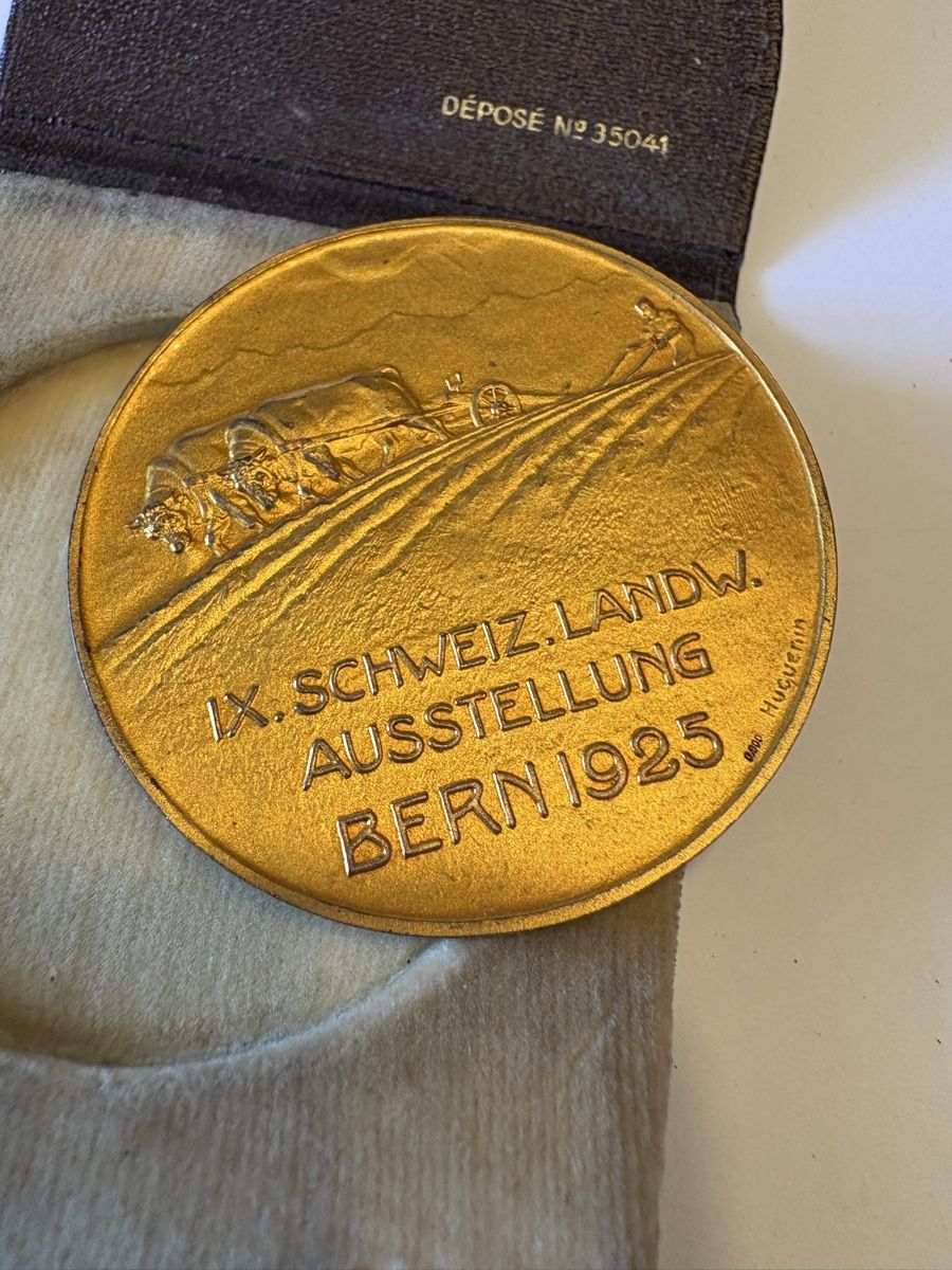 Medaillen: 1925 Bern pflügenden Bauern Motiv – Gebraucht aus Murten von Tzaugg 5