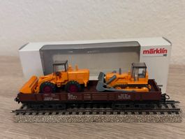 Märklin Niederbordwagen mit Planierraupe und Schaufellader