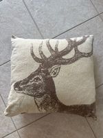 Deko Kissen Hirsch Motiv braun beige guter Zustand