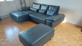 Musterring Ecksofa Leder grau mit Hocker guter Zustand 