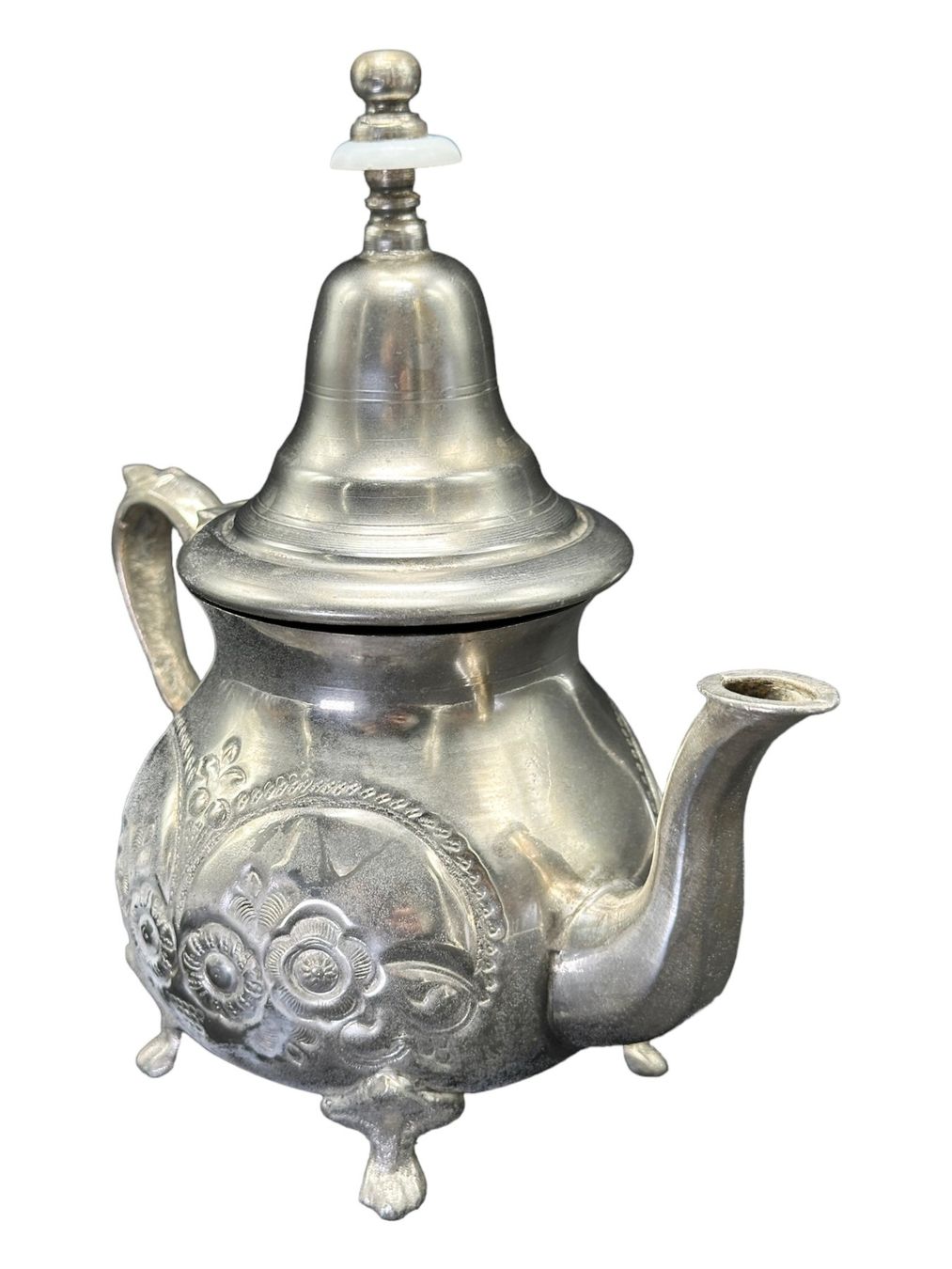 Théière Marocaine En Cuivre Argenté - Fait Main - Vintage - Excellente état