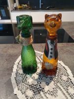 Dekorative Vintage Glasflaschen, Hunde und Katze, Top!