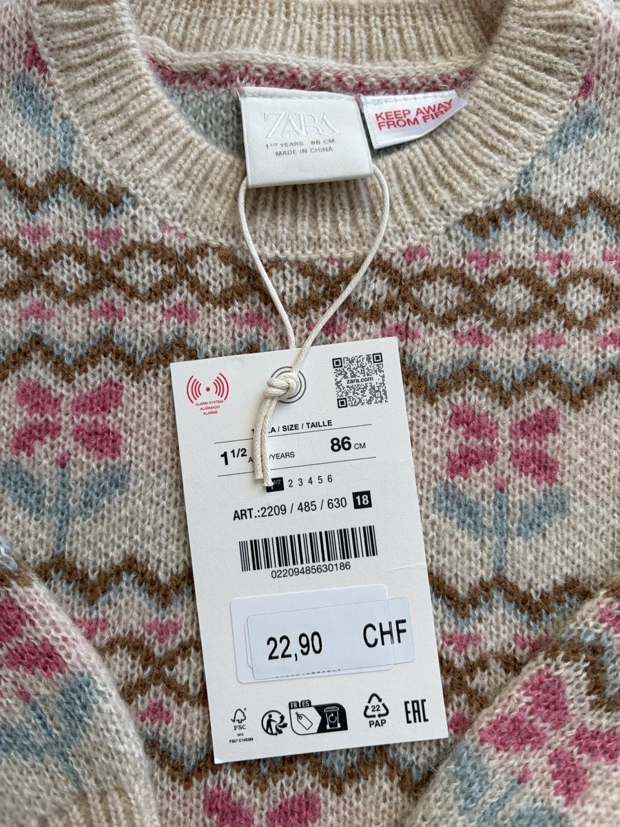 Zara Ensembles coordonnés: Zara Pullover beige mit Blumenmuster Grösse 86 neu – Neuf avec emballage d'origine à Zürich par dor_9l9g 1