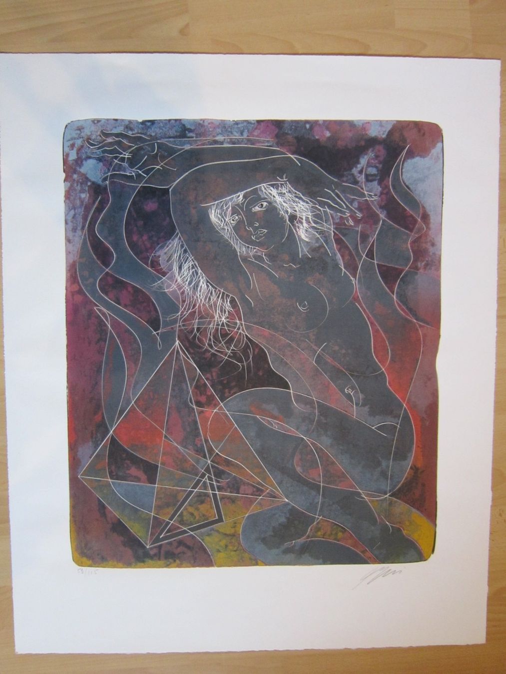 Grafica & Litografie: Erni Hans "Feuer" 4 Elemente Original handsig. Lithografie – Usato da Siebnen venduto da Kareno
