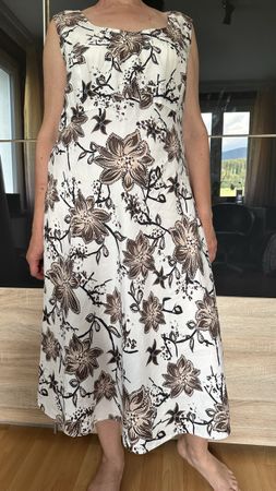 Robe Kingfield femme, lin, blanc/fleurs taille 44, XL