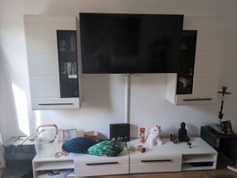 Wandmontage TV-Möbel mit Stauraum Weiss 200cm