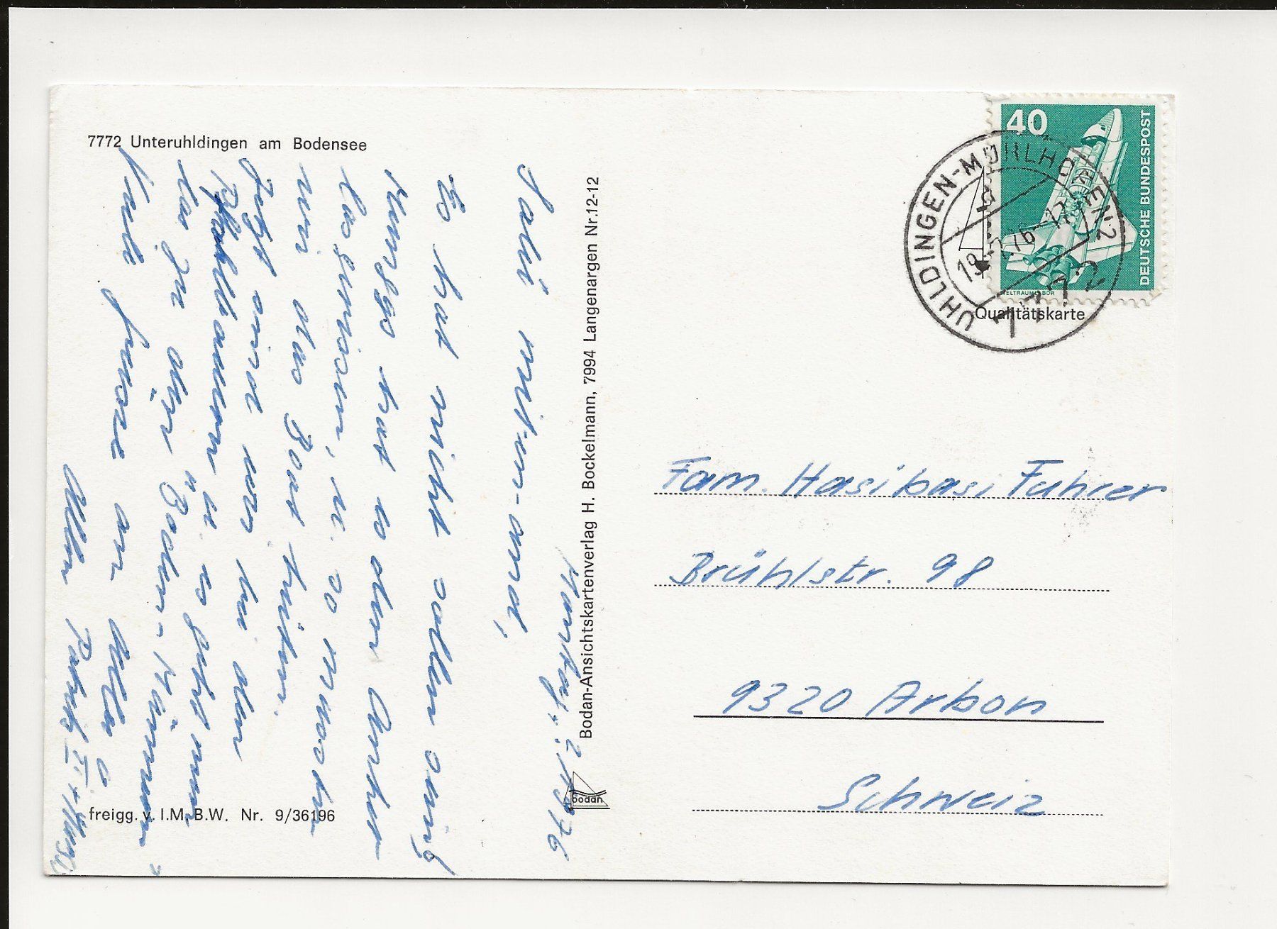 Cartoline postali: AK 1976 Unteruhldingen am Bodensee mit Hafen – Usato da Greifensee venduto da 315WDO 1