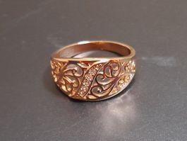 Ring mit Zirkonia, vergoldet 585, 3.5g, size 9