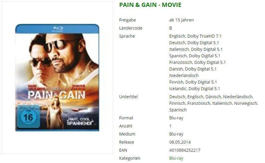 Tutti i DVDs: PAIN & GAIN - Bluray – Usato da Buchrain venduto da Sssschaller