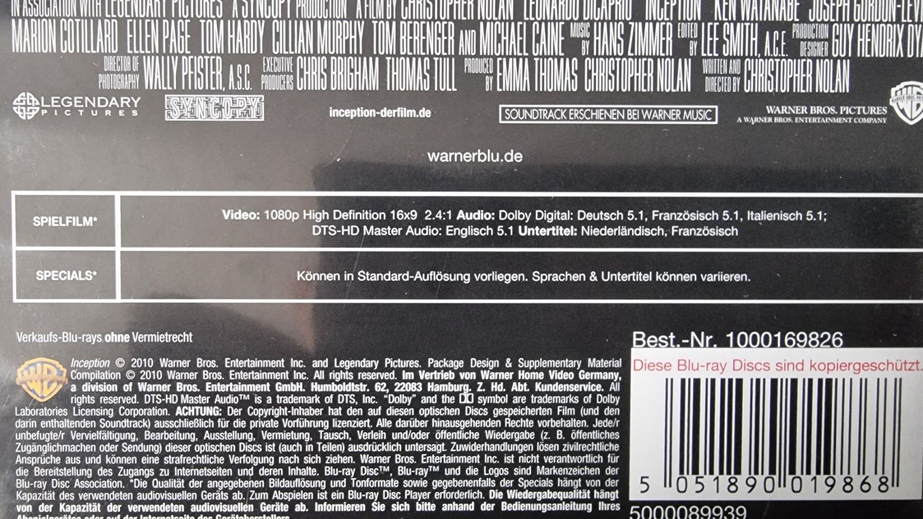 Tutti i DVDs: Blu Ray - Innception / Leonardo DiCaprio – Usato da Oetwil am See venduto da fineli2 1