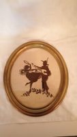 Vintage Scherenschnitt‑Bild (Silhouettenbild) im Metallrahme