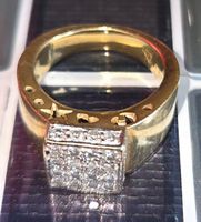 Unisex-Ring 750 Gelbgold, 32 Vollschliff-Brillianten
