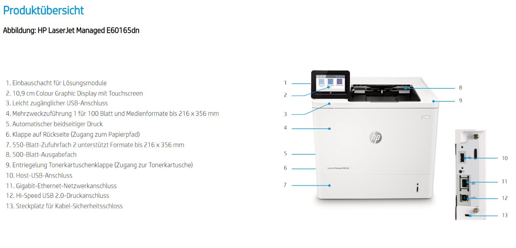 Hewlett Packard Stampanti: HP LaserJet E60165dn, Top Drucker, Spezialangebot – Usato da Glattbrugg venduto da copytron 6