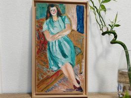 Tolles Frauenportrait Gemälde 1948