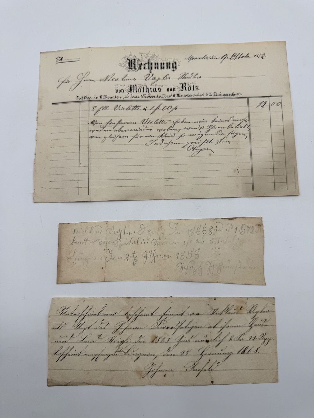 Documenti: Alte Rechnungen und Dokumente, 1872, – Usato da Sachseln venduto da BONATI01