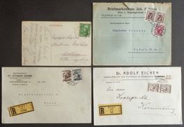 ÖSTERREICH: 9 Poststücke um 1910–1988