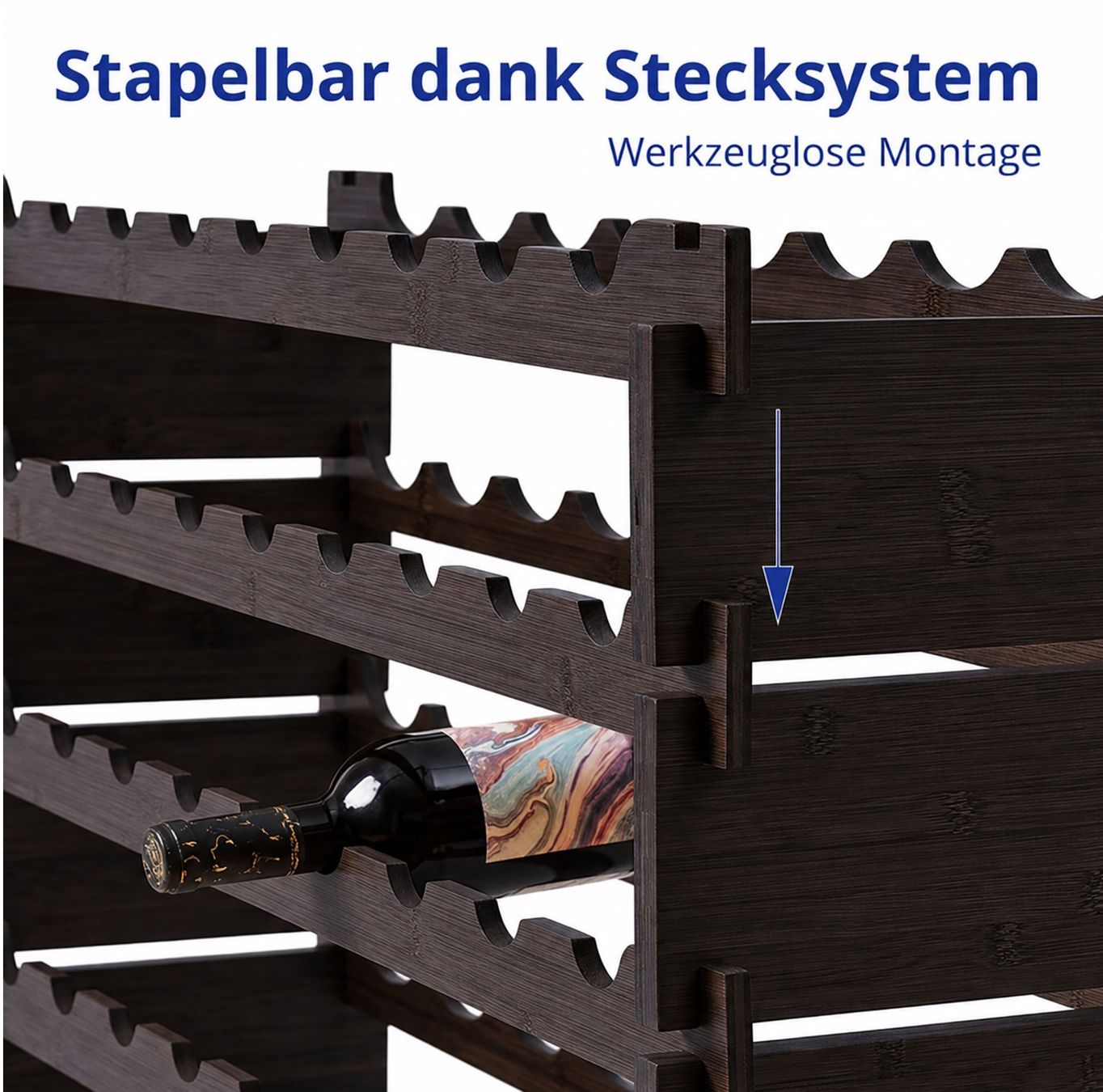 Regale: Stapelbar Weinregal Bambus – Neu und originalverpackt aus Bülach von Palawan 3