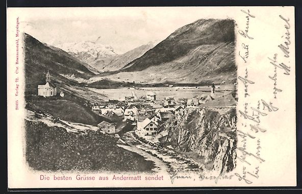 Cartes postales: AK Andermatt, Teilansicht mit Kirche – D'occasion à Berlin par bartko-reher