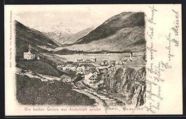 AK Andermatt, Teilansicht mit Kirche