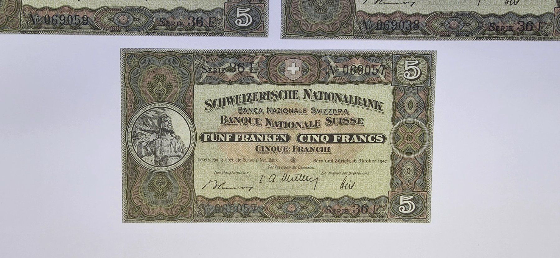 Banconote: 3x 5.- Franken Banknote Serie 36 E – Usato da Zürich venduto da spin23 4