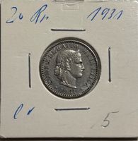 Schweiz 20 Rappen 1931 B - abart, minim verdreht