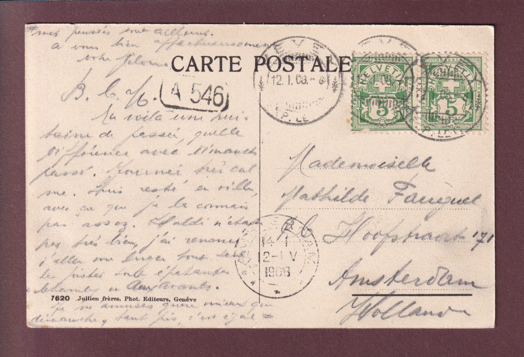 Cartes postales: GENEVE - Crépuscule - 1908 – D'occasion à Pully par nicecards 1
