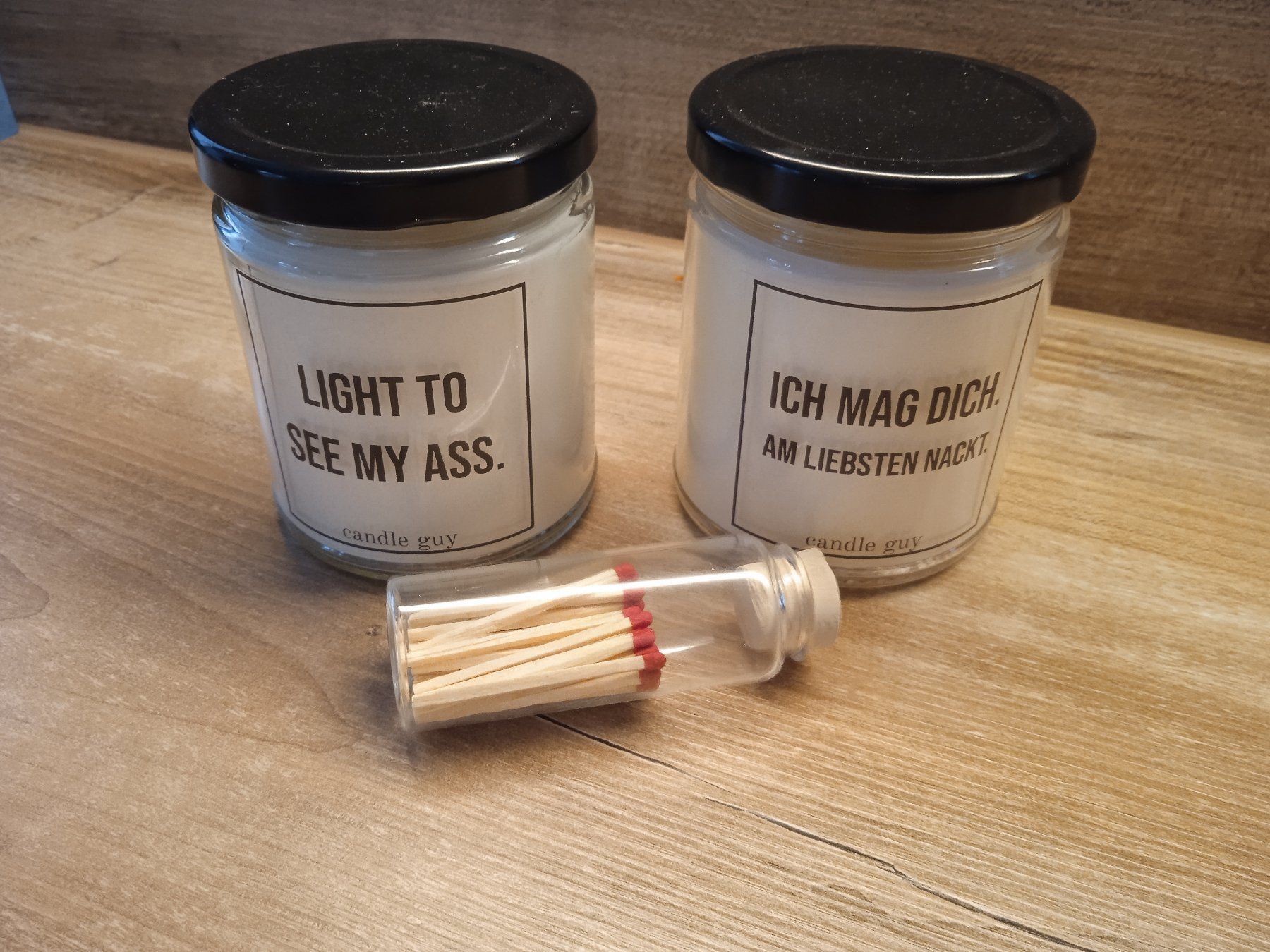 Candele: 2 Kerzen mit Spruch vorne auf dem Glas – Nuovo e nell'imballaggio originale da Rothrist venduto da MaSa82