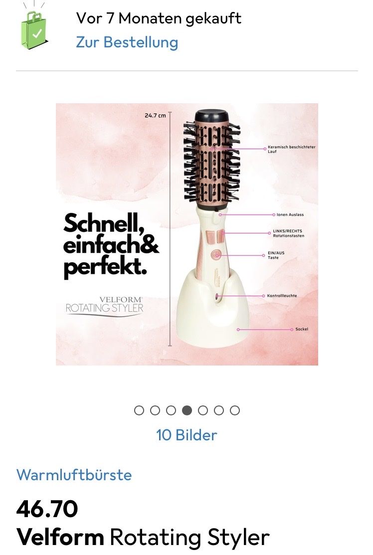 Asciugacapelli: Neue ! Velform Rotating Styler - Warmluftbürste – Nuovo e nell'imballaggio originale da Illnau venduto da Sniwi67 5