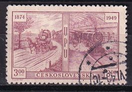 Tschechoslowakei Nr. 572 Eisenbahn + Postkutsche gest. 1949
