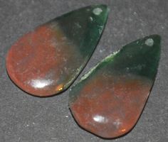 Anhänger Set gelocht L-8414 – Roter Moos Achat je 23x12,5mm