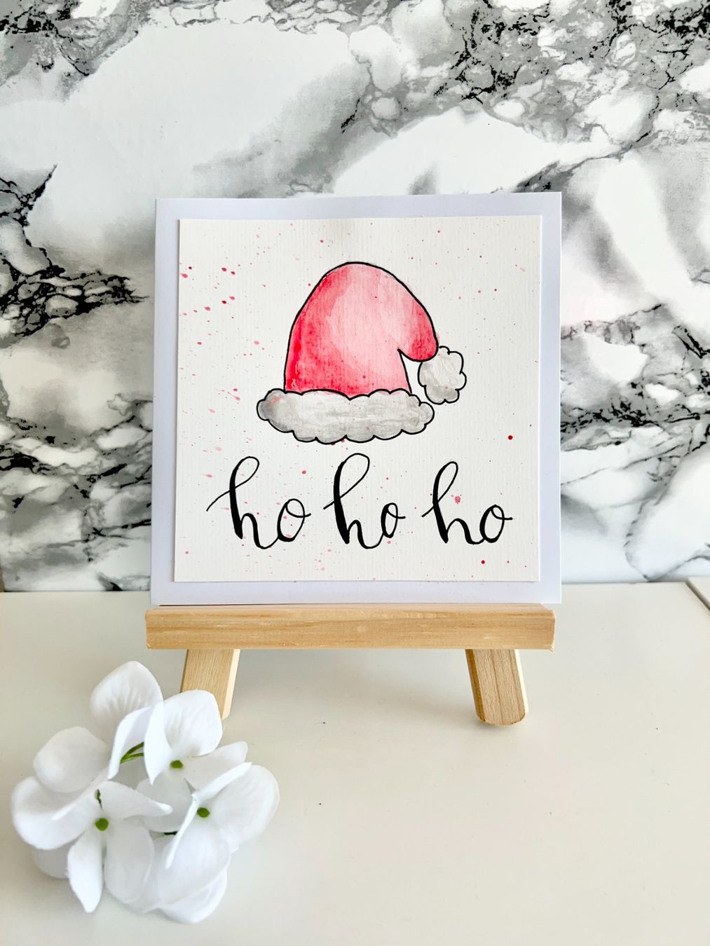 Cartoline: Handgemalte Weihnachtskarte hohoho – Nuovo e nell'imballaggio originale da Hitzkirch venduto da cindys_handwerk