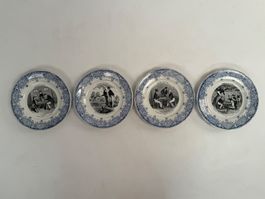 4 franz. Teller Montereau Proverbes Paysans 19cm
