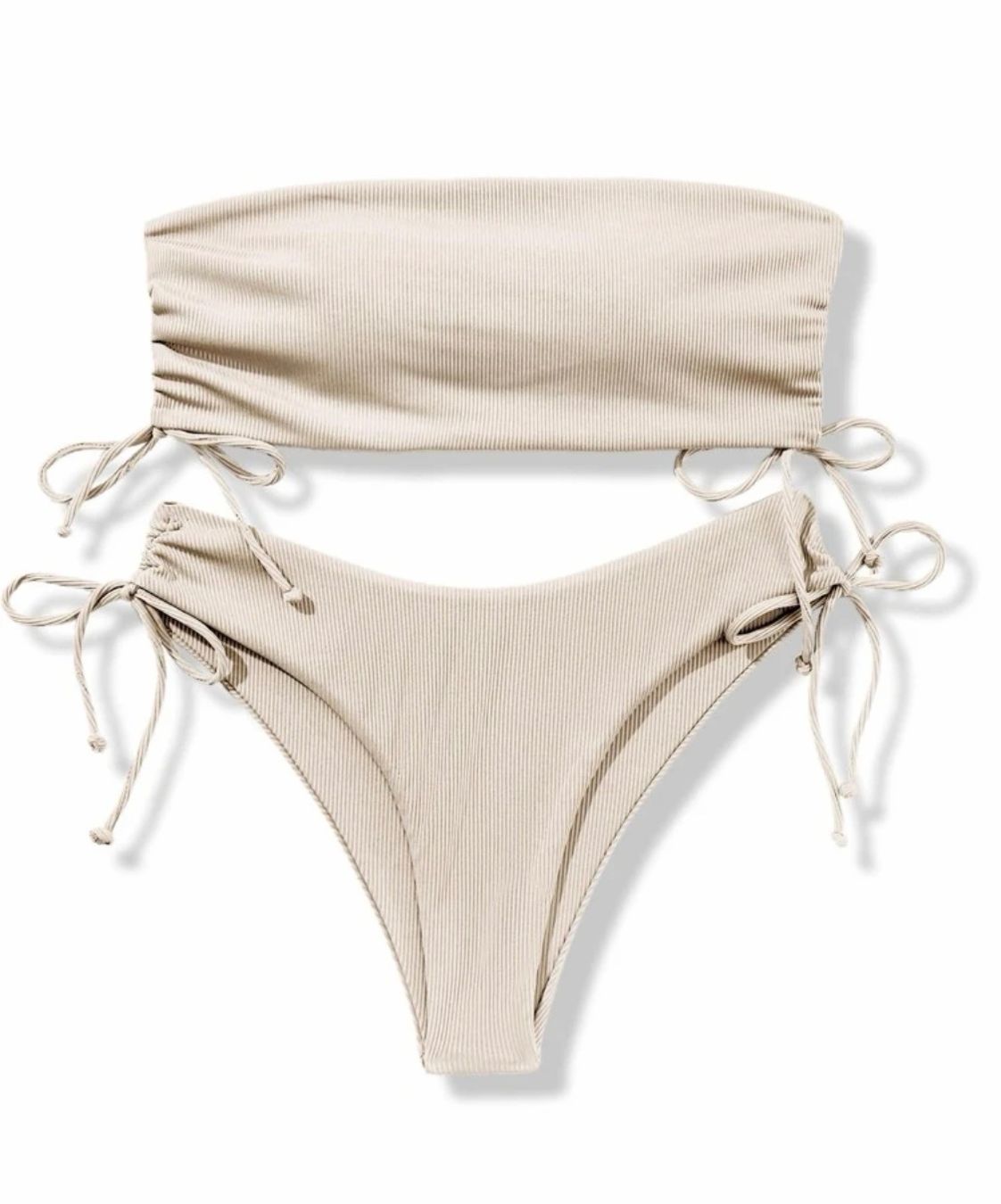 Costumi da bagno & Bikini: BANDEAU BIKINI BEIGE - GERIPPT - GRÖSSE L - NEU – Nuovo e nell'imballaggio originale da Buchs AG venduto da fischli610