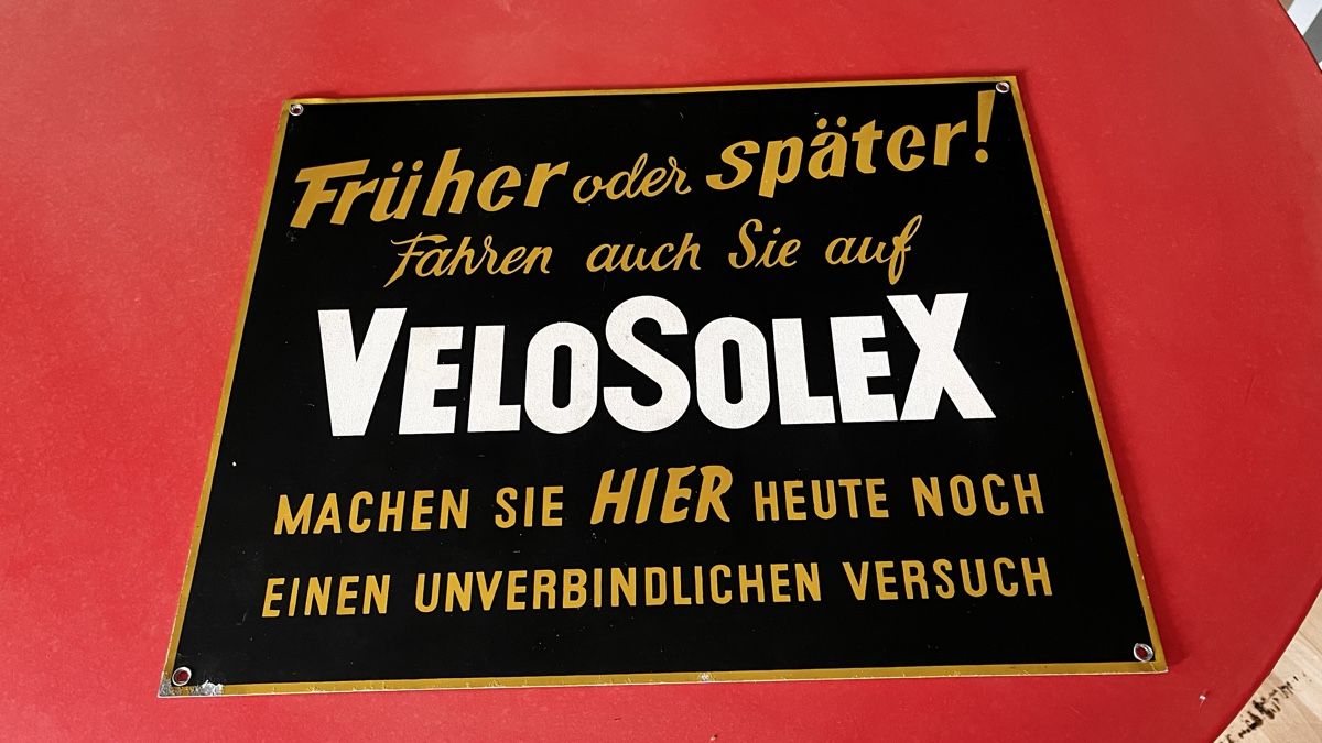 Insegne: VeloSoleX Schild  50x40cm – Usato da Holziken venduto da Bibli05