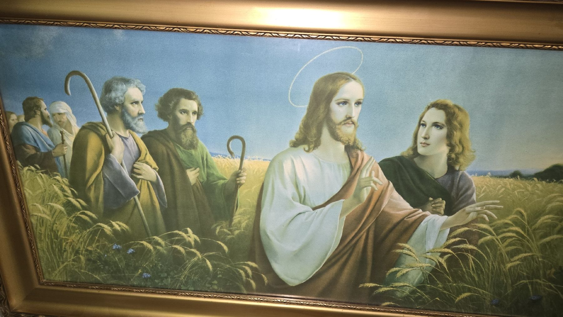 Foto & Immagini: Antikes Bild "Christus im Aehrenfeld" mit Goldrahmen – Usato da Uzwil venduto da BrokiFloh 1