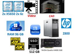 PC HP Workstation Z800 2x X5650 96GB 512GB 1TB K4000 3GB