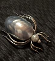 Schöne Insekten Brosche 800 Silber mit Perlmutt 🐞 4cm