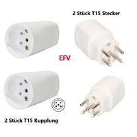 2 Stück T15 Stecker + 2 Stück T15 Kupplung 230V / 3x400V